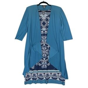 R&M Richards Dress Women‎ 8P Petites Blue Turquoise Event Wedding 2 Piece Luxury